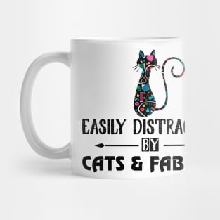 Easily Distracted By Cats Fabric Sewing Mug